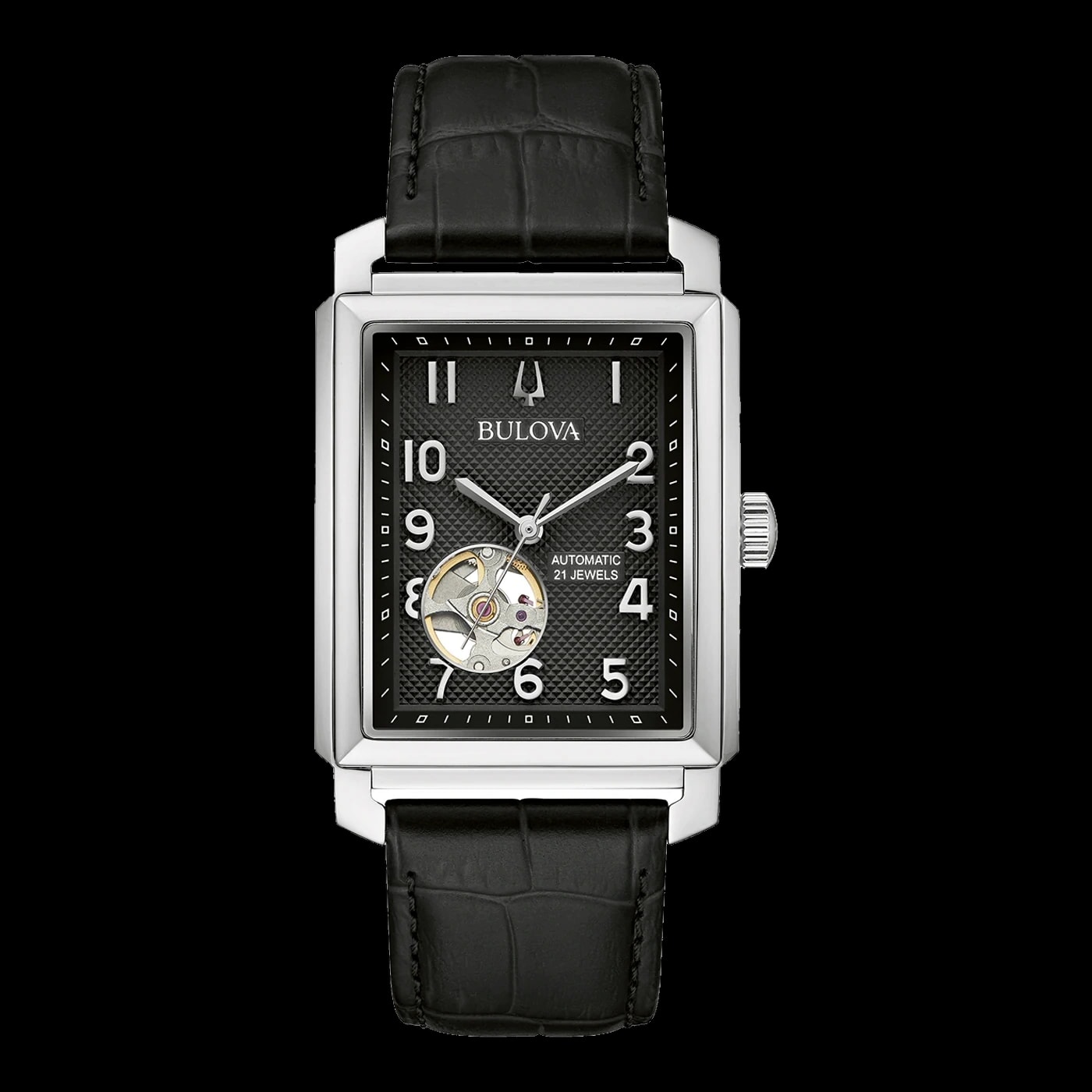 Bulova Sutton Automatic 96A269 black dial front view