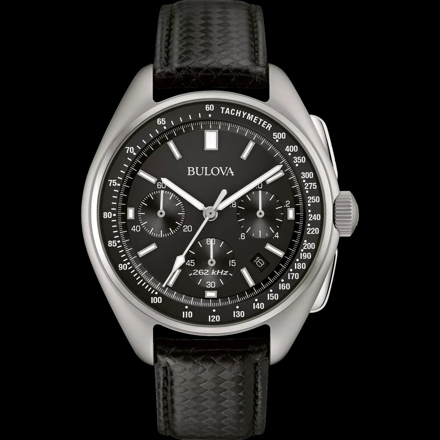 Bulova Lunar Pilot Chronograph 96B251 black dial front view
