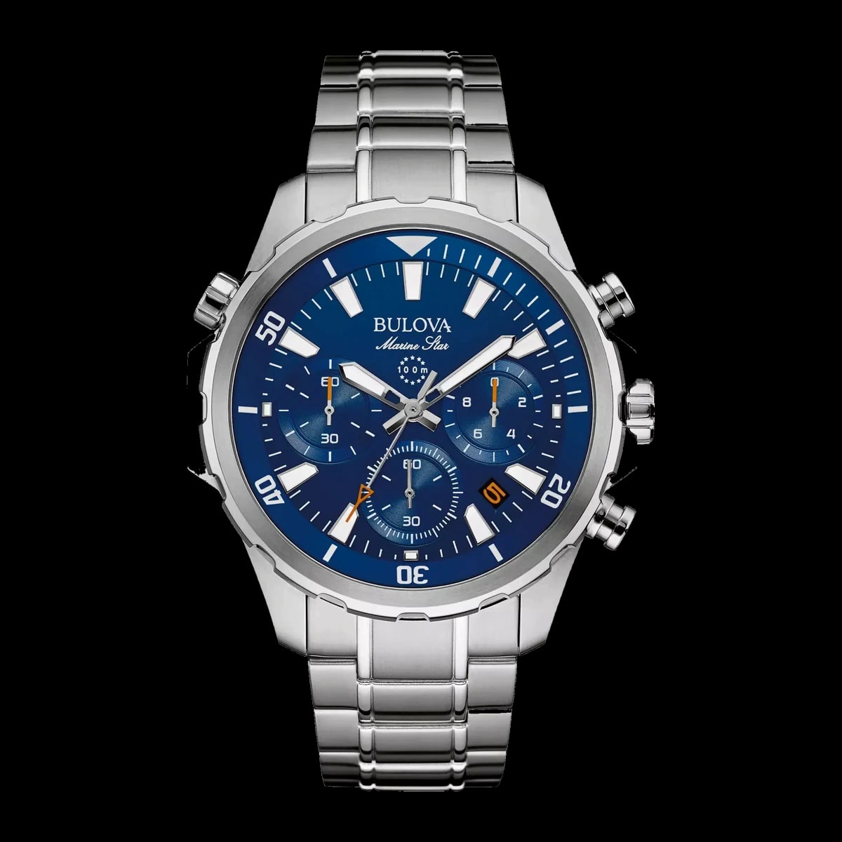 Bulova Marine Star Chronograph 96B256 blue dial front view