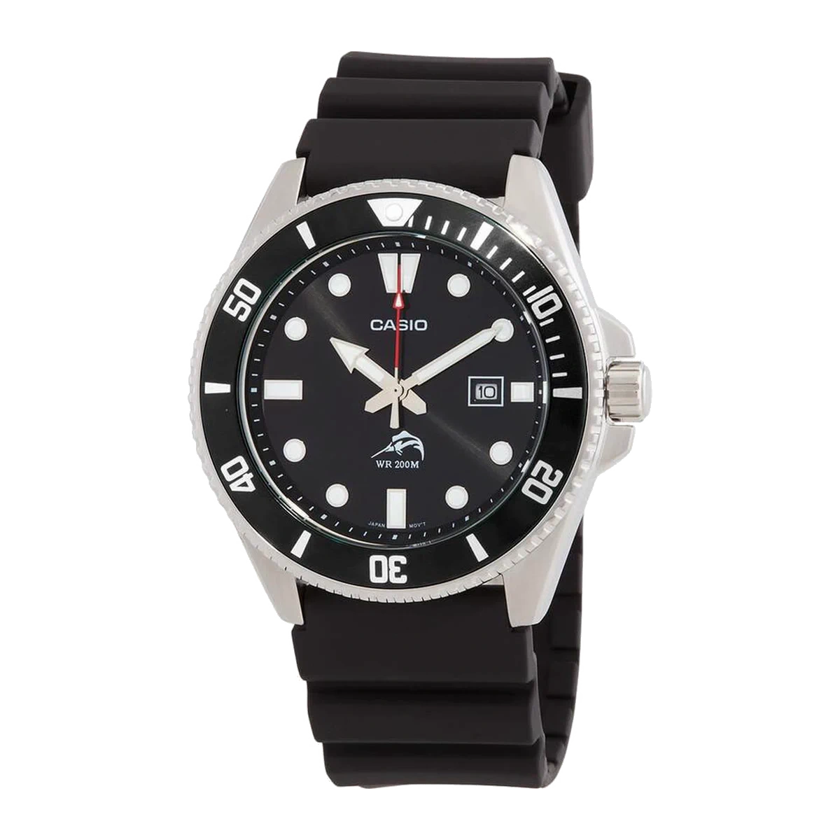 Casio Duro MDV106 MDV106-1AV black dial front view