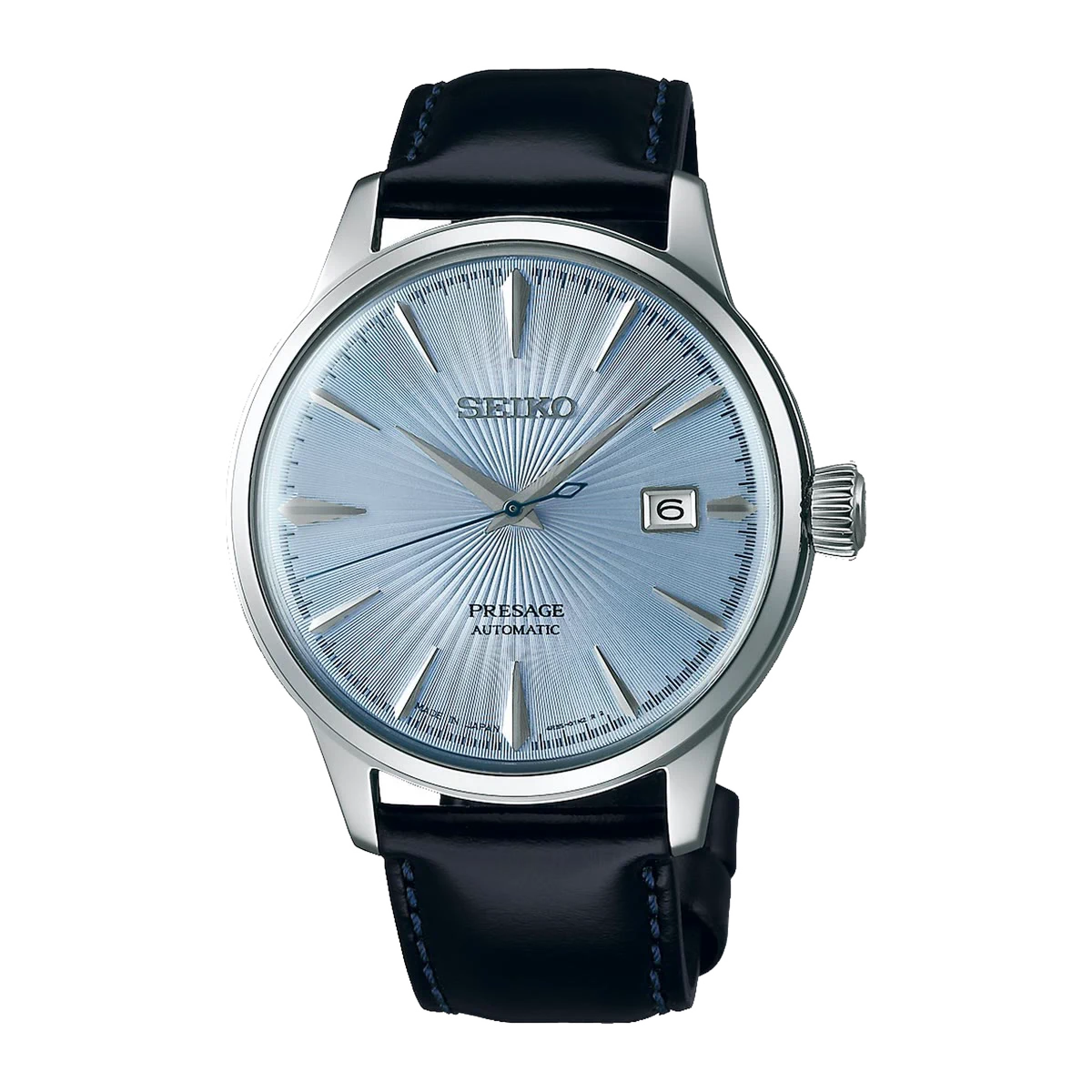 Seiko Presage Cocktail Time SRPB43 SRPB43J1 blue sunburst dial front view