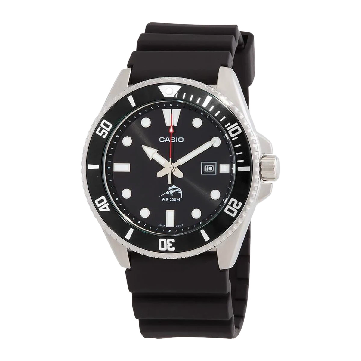 Casio Duro MDV106 MDV106-1AV black dial three-quarter view