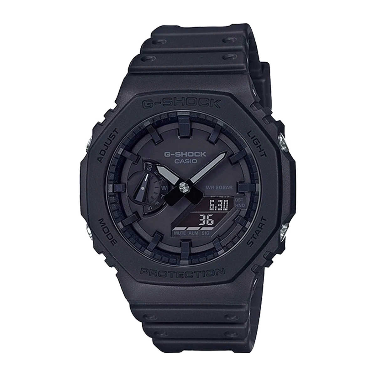G-Shock GA-2100 GA-2100-1A1 black dial front view