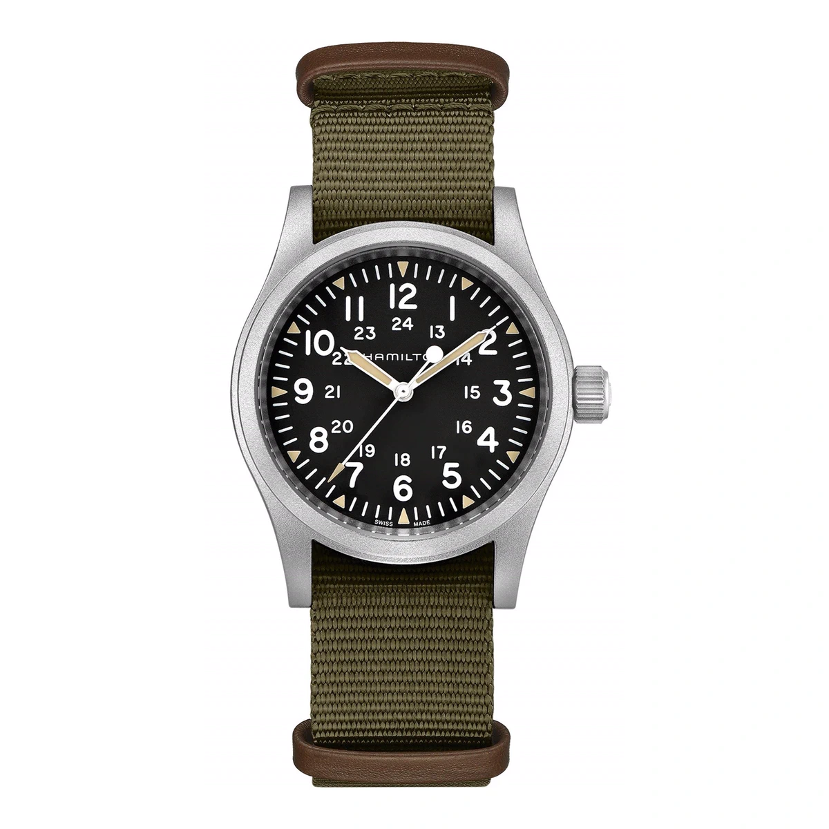 Hamilton Khaki Field Mechanical 38mm H69439931 black dial front view